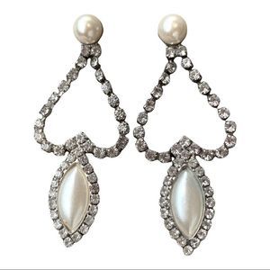 ⭐️4 for$20⭐️ Boutique Studded Drop Heart Diamond Shaped Pearl Rhinestone Earring